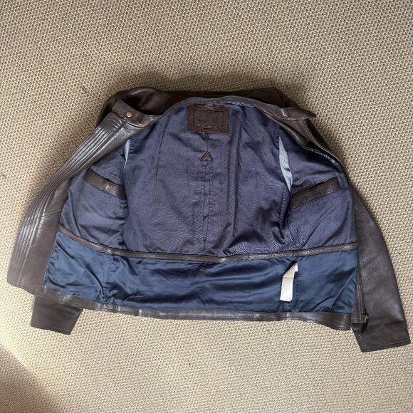 Massimo Dutti Brown Leather Moto Jacket - Picture 7 of 9